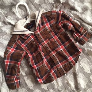 Toddler boy button up hooded shirt